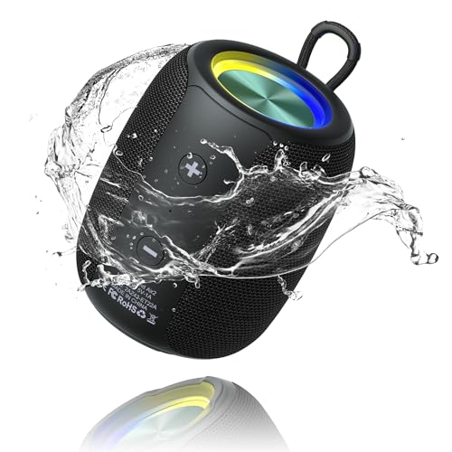 Bobtot Bluetooth Speaker Wireless Portable Speaker with Loud Stereo Sound RGB Lights, 25H Playtime, Dual Pairing Small Wireless Speakers for PC/Computer
