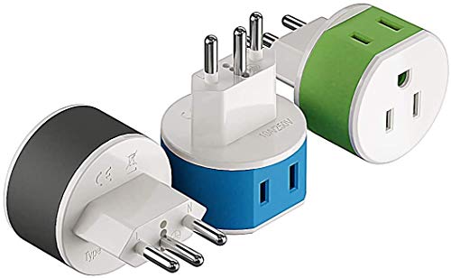 OREI Switzerland Power Plug Adapter with 2 USA Inputs - Travel 3 Pack - Type J (US-11A) Safe Grounded Use with Cell Phones, Laptop, Camera Chargers, CPAP, and More