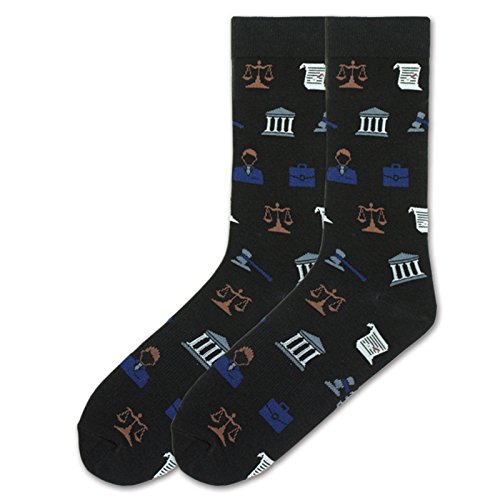 K. Bell Socks Men's Fun Jobs and Occupation Novelty Crew Socks, Laywer (Black), Shoe Size: 6-12
