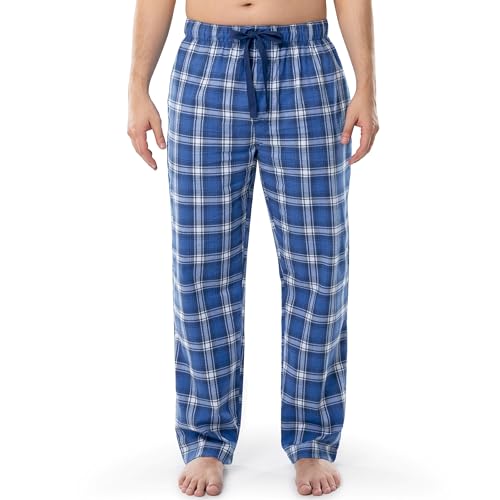 Fruit of the Loom Men's Woven Sleep Pajama Pant, Navy Plaid, Large