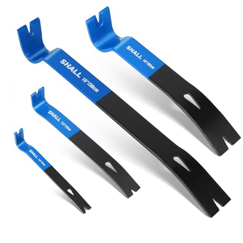 SHALL 4-Piece Flat Pry Bar Set -15' 10' 7.5' 5.5'- Heavy Duty & Mini Nail Puller Crowbar, Utility Claw Bar, Wonder Bar, High-Carbon Steel Flat Bar Tool for Home Remolding & Woodworking