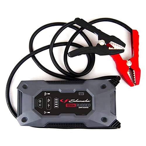 Schumacher Electric SL1648 Rugged Lithium Portable Power Pack and 1250A Jump Starter,for 6.0L gas | 3.0L diesel engines–Jump Start Car,Motorcycle,Truck & Boat–Charge Apple Android Devices