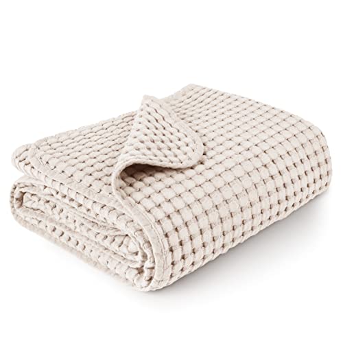 Konssy Waffle Baby Blankets, Nursery Blankets for Boys Girls, Swaddle Blankets Neutral Soft Lightweight Toddler and Kids Throw Blankets(Oat)