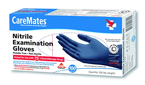 CareMates Nitrile Examination Gloves Powder-Free Large - 100ct, Pack of 6