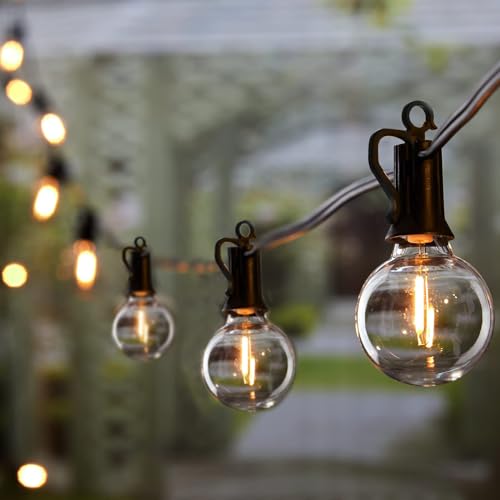 Brightown Outdoor String Lights - Connectable Dimmable LED Patio String Lights with G40 Globe Plastic Bulbs, All Weatherproof Hanging Lights for Outside Backyard Porch (50 ft - 25 LED Bulbs)