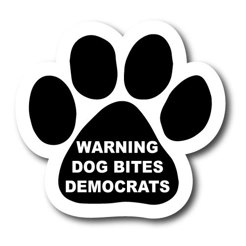 Magnet Me Up Warning Dog Bites Democrats Pawprint Magnet Decal, 5 Inch, Funny Magnets Political Humor Puppy Pawprint Heavy Duty Automotive Magnet for Car Truck SUV