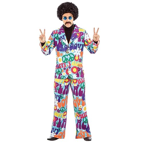 Fun Shack Groovy Mens Hippie Costume for Men, Retro Mens Hippie Costumes for Adults, Groovy Costumes for Men, 60s Suit Men - X-Large