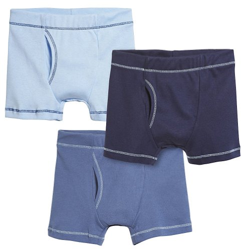 Made in USA Boys' Boxer Briefs 100% Super Soft Cotton for Sensitive Skin Sensory Friendly SPD School Play Sports Active, 3-Packs, Shades of Blue, 14