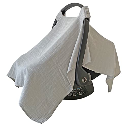 MOZAH 100% Organic Muslin Car Seat Covers for Babies Baby Car Seat Covers for Girls (Belgian Grey)