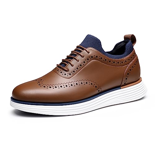 Bruno Marc Men's Dress Sneakers Oxfords Casual Formal Business Wingtip Brogue Shoes,Brown,Size 12,SBOX2326M