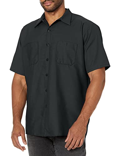 Red Kap Men's Standard Industrial Work Shirt, Regular Fit, Short Sleeve, Charcoal, Large