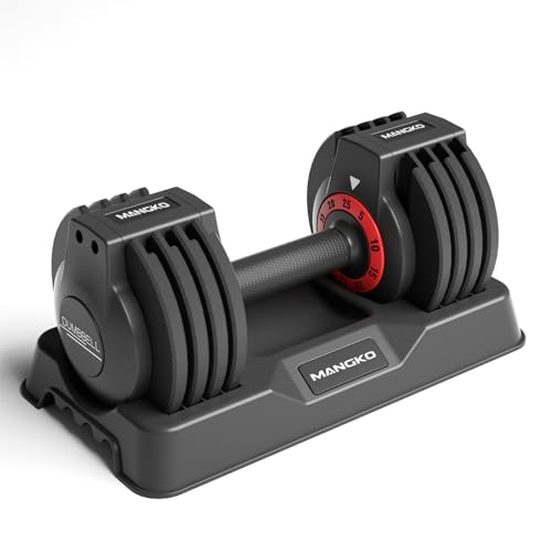 Mangko Adjustable Dumbbell 25LB Single Dumbbell 5 in 1 Free Dumbbell Weight Adjust with Anti-Slip Metal Handle, Ideal for Full-Body Home Gym Workouts
