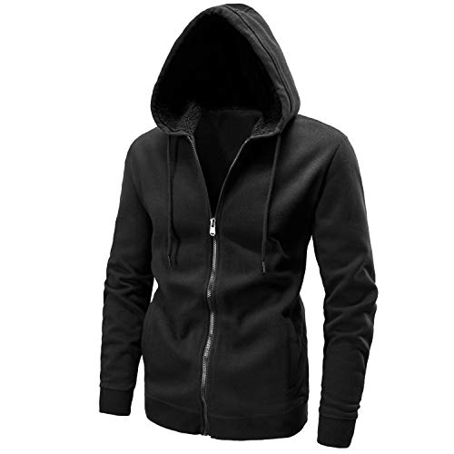 LAIWANG Men's Full Zip Fleece Hoodie zippered Color Block hooded slim Fit Long Sleeve Lightweight Sweatshirt With Kanga Pocket (BLACK, 4XL)