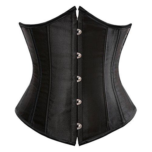 Kranchungel Underbust Corsets for Women Black Corset Top Waist Trainer Fashion Bustier Plus Size Corset Small