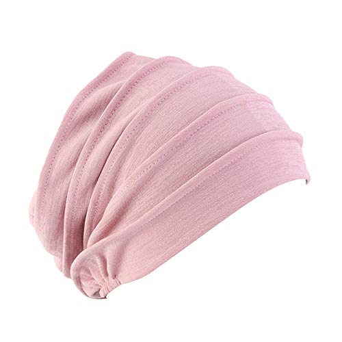 Night Sleep Cap Bonnets Skull Cap Headwear Turban Hair Loss Breathable Wrap Cooking Elastic Slouchy Beanie Hat Pink