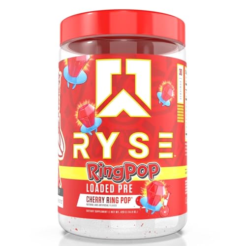 RYSE Up Supplements Loaded Pre Workout Powder Supplement for Men & Women | Pumps, Energy, Focus | Beta Alanine + Citrulline | 390mg Caffeine | 30 Servings (Cherry Ring Pop)