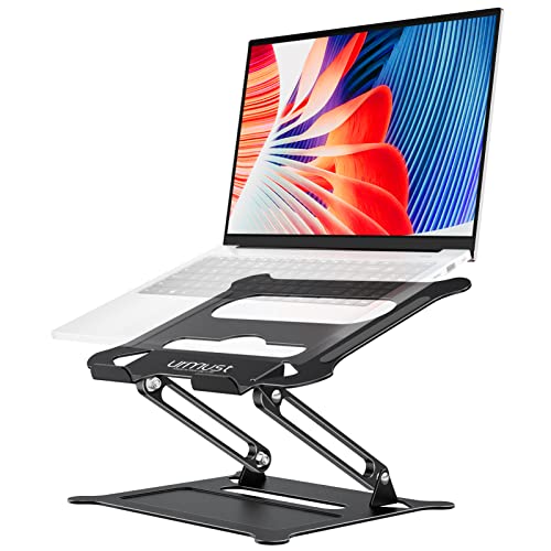 Urmust Laptop Notebook Stand Holder Adjustable Laptop Stand Portable Laptop Riser Compatible with MacBook Air Pro HP Dell XPS Lenovo All Laptops 10-15.6'(Black)