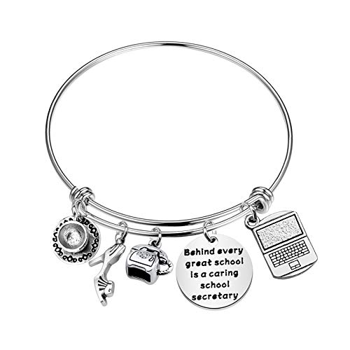 BAUNA Secretary Bracelet Secretary Appreciation Gifts Behind Every Great School Is A Caring School Secretary Jewelry for Secretary's Day (Secretary Bracelet)