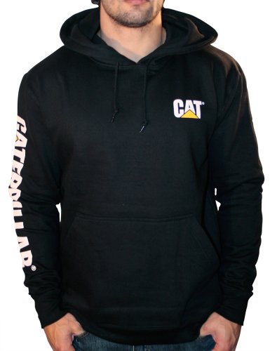 Caterpillar Men's Trademark Banner Hooded Sweatshirt (Regular and Big & Tall Sizes), Black, Large
