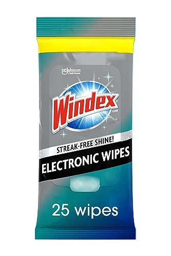 Windex Electronics Wipes, Pre-Moistened Screen Wipes Clean and Provide a Streak-Free Shine, 25 Count