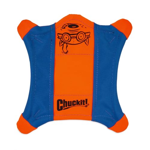 Chuckit! Flying Squirrel Fetch Dog Toy, Size Medium (9.5' Diameter), Orange & Blue, for Medium Dog Breeds