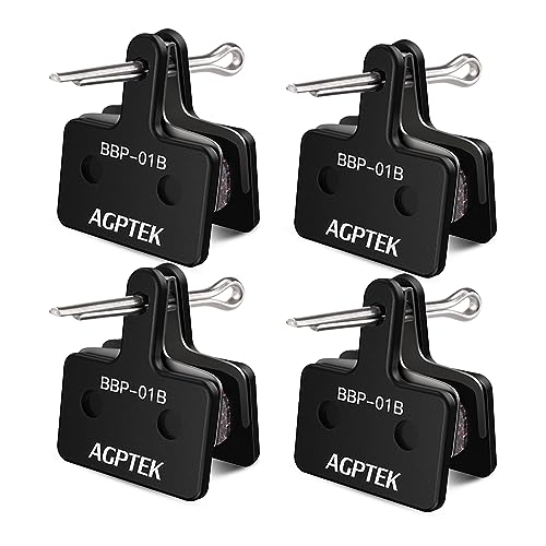 AGPTEK Bike Brake Pads, High-Performance Brake Pads, Disc Brake Pads & Spring (Semi-Metallic) for Mountain Bike Disc Brakes, 4 Pairs Bike Pads, Compatible with TRP Tektro Shimano Deore Br,Black