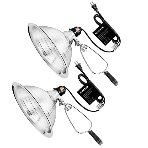 VIVOSUN Clamp Lamp Light with Detachable 8.5 Inch Aluminum Reflector up to 150 Watt E26 Socket (No Bulb Included), 6 Feet Cord, UL Listed, Pack of 2