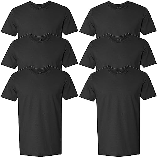 Fruit of the Loom mens Stay Tucked Crew T-shirt Underwear, Classic Fit - Black 6 Pack, Large US