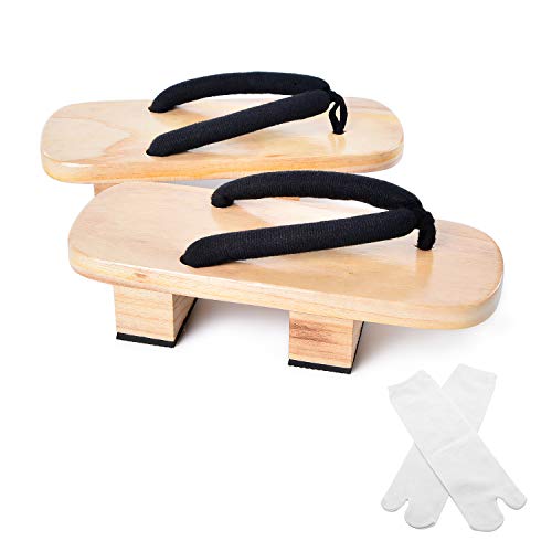 Japanese Wooden Clogs Sandals Japan Traditional Shoes Geta With Tabi Socks (US 10/27.5cm)