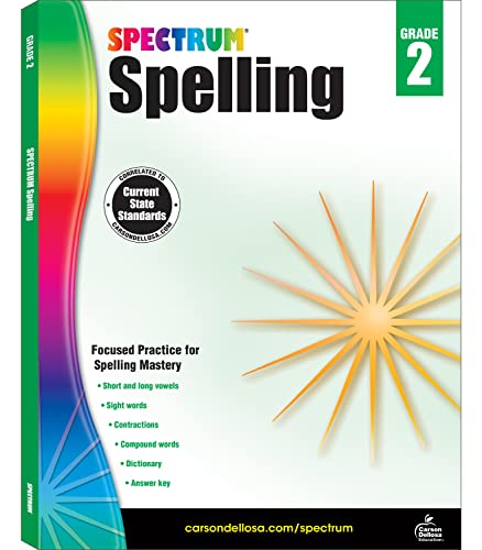 Spectrum 2nd Grade Spelling Workbook, Ages 7 to 8, Spelling Books for 2nd Grade Covering Phonics, Handwriting Practice, Sight Words, Vowels, Dictionary Skills, and More, Spectrum Grade 2