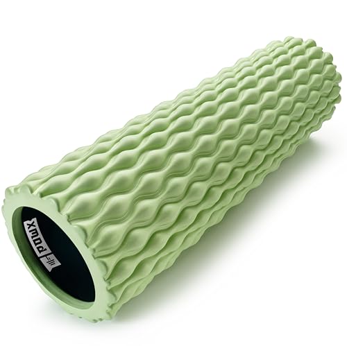 Textured Foam Rollers for Muscle Massage – Medium-Density Back Foam Roller for Back Pain Relief & Muscle Recovery in Legs & Arms – Hollow Foam Roller for Muscle Exercises by PowX, 5.5x17.7 In. (Green)