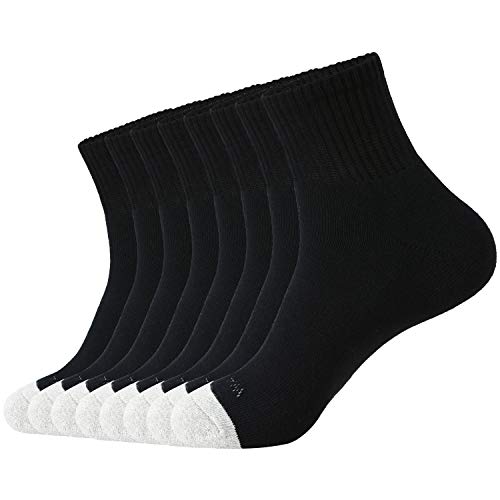 WANDER Men's, Women's Athletic Ankle Socks 8 Pairs Thick Low Cut Socks Cushion Running Socks for Men Sport Cotton Socks(8 Pair Black, Socks Size:12-15)