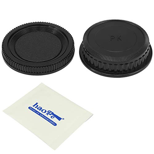 Haoge Camera Body Cap and Rear Lens Cap Cover Kit for Pentax K PK Mount Camera Lens Such as K-7, K-x, K-r, K-5, K-01, K-30, K-5II, K-5IIs, K-500, K-50, K-3, K-S1, K20D, K200D, K2000, K1000, K110D