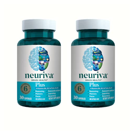 NEURIVA Plus Brain Performance (30 Count), Brain Support Supplement with Clinically Proven Natural Ingredients 1 ea (Pack of 2)