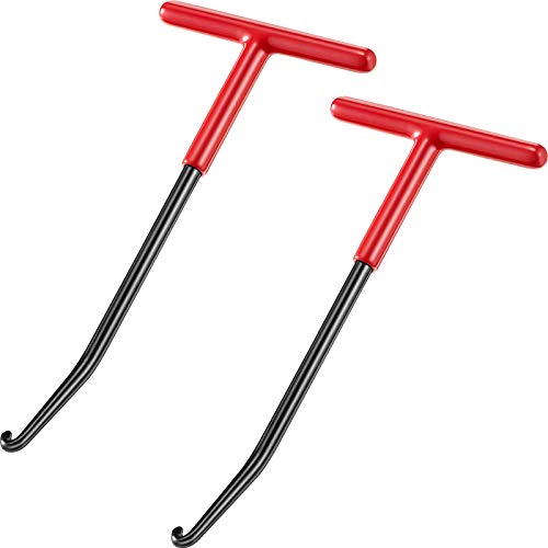 2 Pieces Exhaust Spring Puller Tool Motorcycle Exhaust Spring Hooks, T Handle Exhaust Spring Hooks Snowmobile Spring Puller Removal Tool Pipe Spring Puller for Motorcycle Dirt Bike (Red with Black)