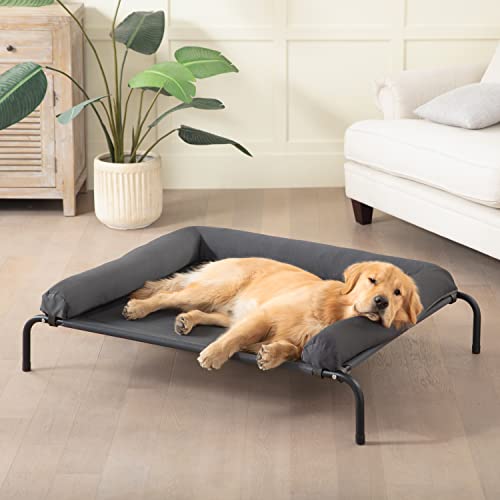 WESTERN HOME Cooling Elevated Dog Bed for Large Dogs, Portable Indoor & Outdoor Raised Dog Bed with Breathable Mesh, Chew Proof Pet Hammock Cots with Removable and Waterproof Bolsters