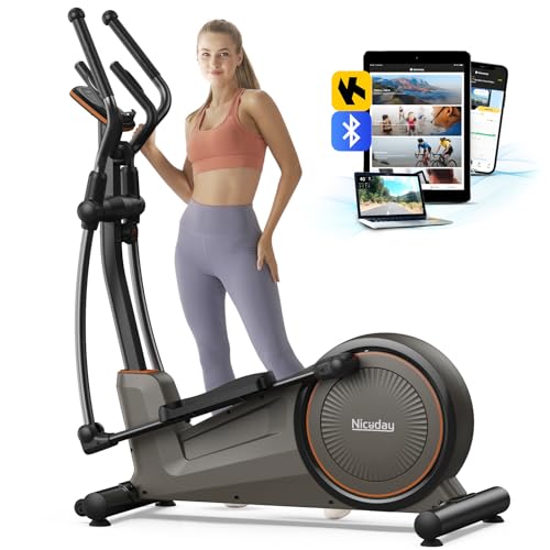 Niceday Elliptical Machine, Elliptical Exercise Machine for Home Use with Hyper-Quiet Magnetic Driving System,18IN Stride, 16 Resistance Levels, 400LBS Loading Capacity, App Supported