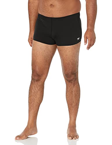 Speedo Men's Swimsuit Square Leg Endurance+ Solid Speedo Black, 36