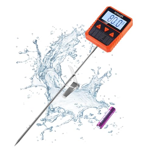 BOMATA 9' Probe Waterproof & Programmable Candy Thermometer with Pot Clip, with Alarm Function, Rotatable Extra Large Display, for Candle, Sugar, Cooking, Kitchen.. TL601
