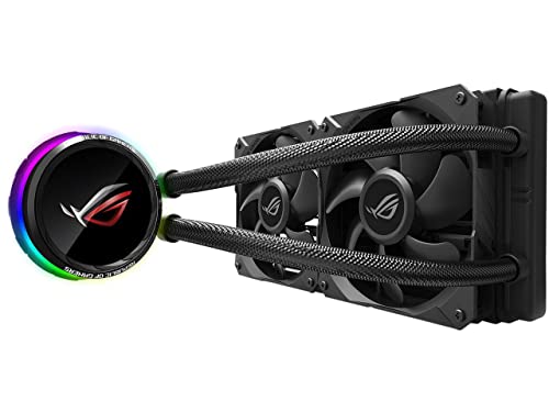 Asus ROG RYUO 240 RGB AIO Liquid CPU Cooler 240mm Radiator Dual 120mm 4-Pin PWM Fan with OLED Panel & Fan Control 1.77'