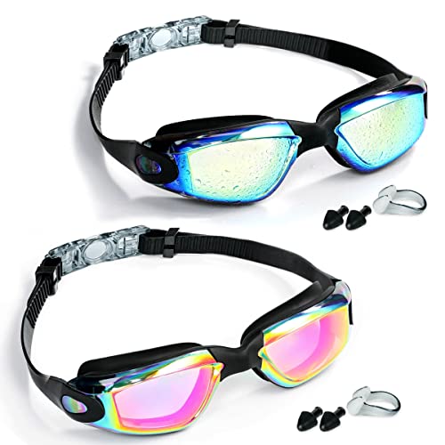EWPJDK Swim Goggles - 2 Pack Swimming Goggles Anti Fog No Leaking For Adult Women Men