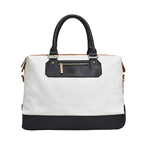 The Honest Company Crosstown Carryall Travel Tote | Diaper Bag with Changing Pad | Cream-Colored Coated Cotton Canvas with Vegan Leather Trim + Gold Hardware | PVC-Free Lining | 17 x 7 x 12