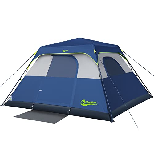 BeyondHOME 6 Person Instant Cabin Tent, 60 Sec Setup Family Camping Tent, Waterproof & Windproof Tent with Top Rainfly, Upgraded Ventilation System, for Car Camping Outdoor, Navy Blue