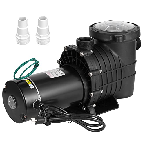 TOPDEEP 1.5 HP Pool Pump Inground, Self Primming pool pump above ground, Single Speed Swimming pool pumps Dual voltage with Strainer Basket & 2Pcs 1-1/2NPT Connectors