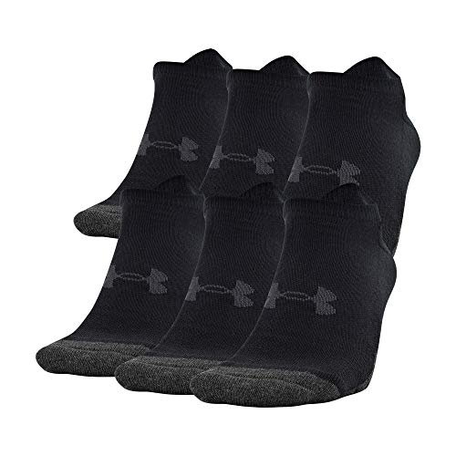 Under Armour Adult Performance Tech No Show Socks, Multipairs, Black (6-Pairs), X-Large