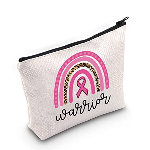 BLUPARK Breast Cancer Awareness Makeup Bag Breast Cancer Warrior Gift Breast Cancer Survivor Gift Pink Ribbon Zipper Bag (Breast Cancer Warrior)