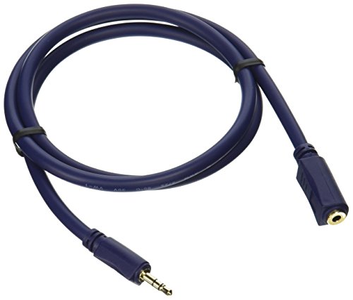 C2G 40607 Velocity 3.5mm M/F Stereo Audio Extension Cable, Blue (3 Feet, 0.91 Meters)