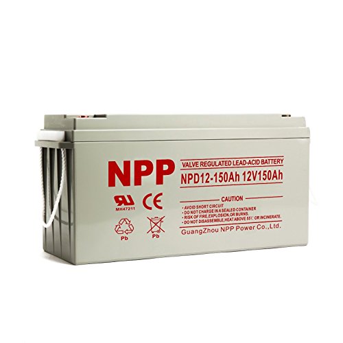 NPP NPD12-150Ah AGM Rechargeable Deep Cycle Sealed Lead Acid 12V 150Ah Battery with Button Style Terminals