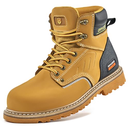 DRYCODE Steel Toe Boots for Men, Safety Comfortable Work Boots for Men Boots, Industrial Construction Work Boots