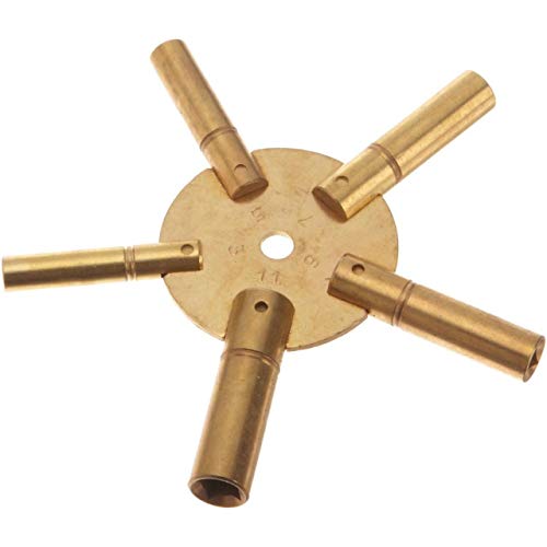 Brass Blessing : 5 Prong Brass Clock Key for Winding Clocks, ODD Numbers, 1 Piece (5023)